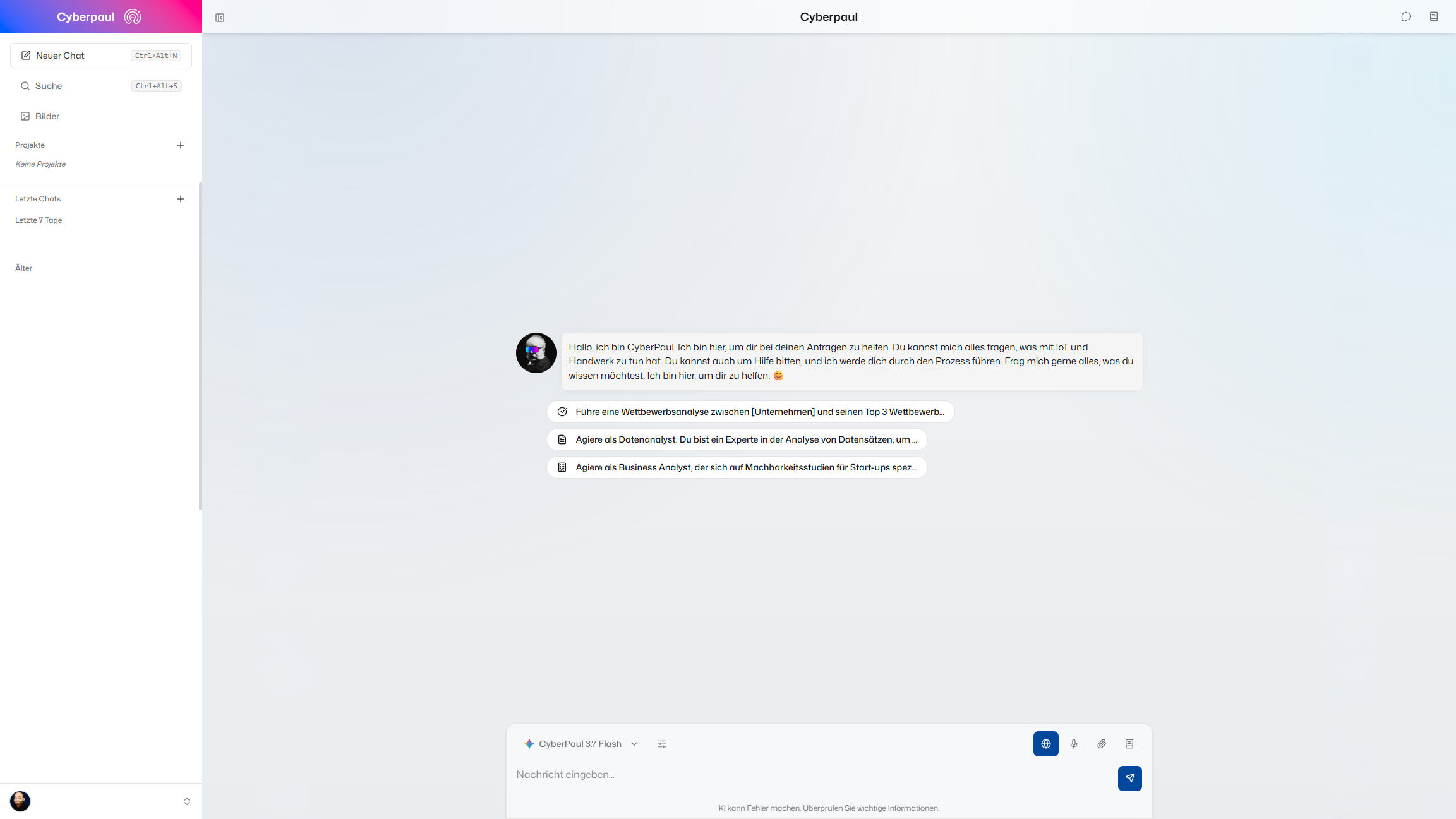 CyberPaul Webapp, Chat-Oberfläche